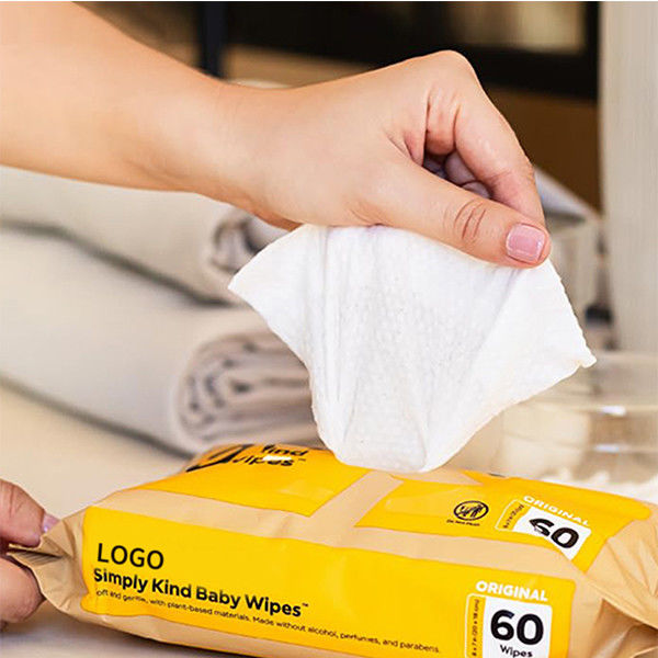 OEM Biodegradable Bamboo Wipes Fragrance Free Wet Wipes 18*20cm 60PCS